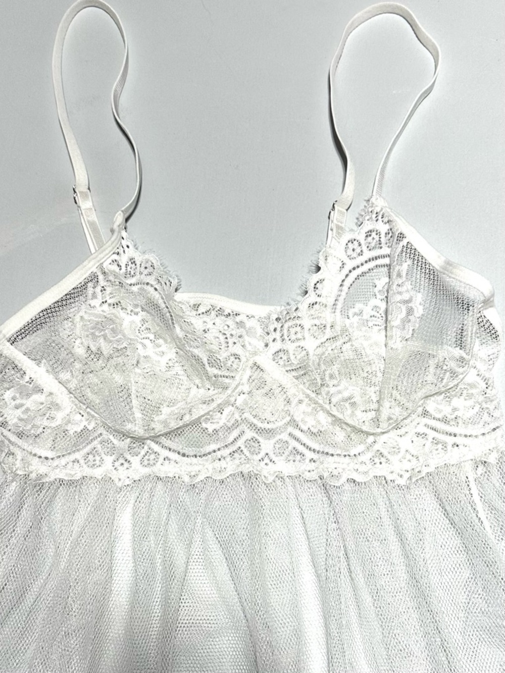 White Lace Babydoll Chemise Fairy Coquette Lingerie Slip Teddy